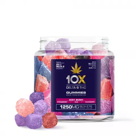 10X Delta-8 THC Gummies – Very Berry – 1250MG